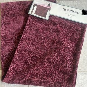 William Morris & Co Mallow Table Runner Burgundy Velvet 16x90